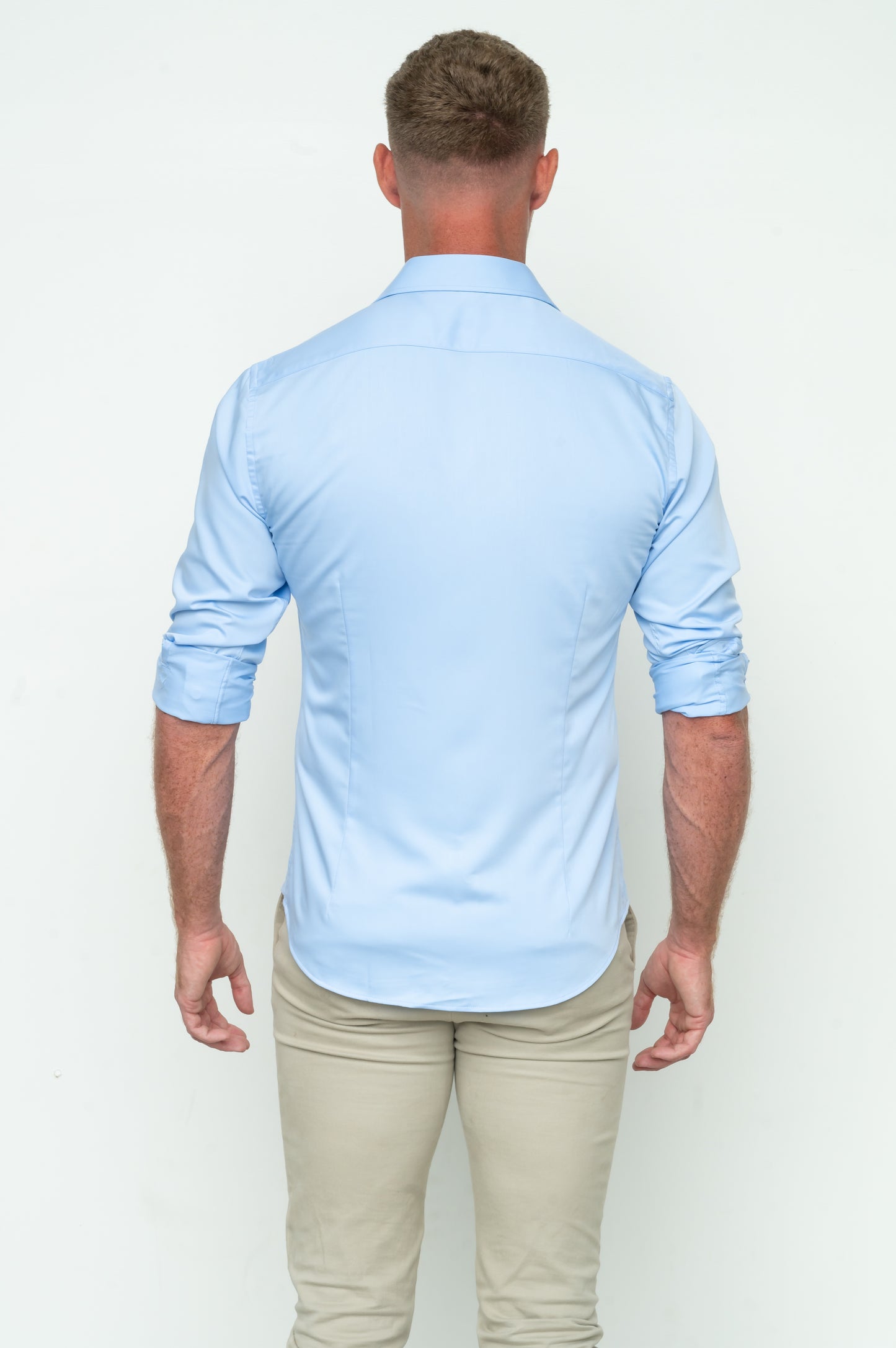Mens Slim Stretch Dress Shirt - Powder Blue
